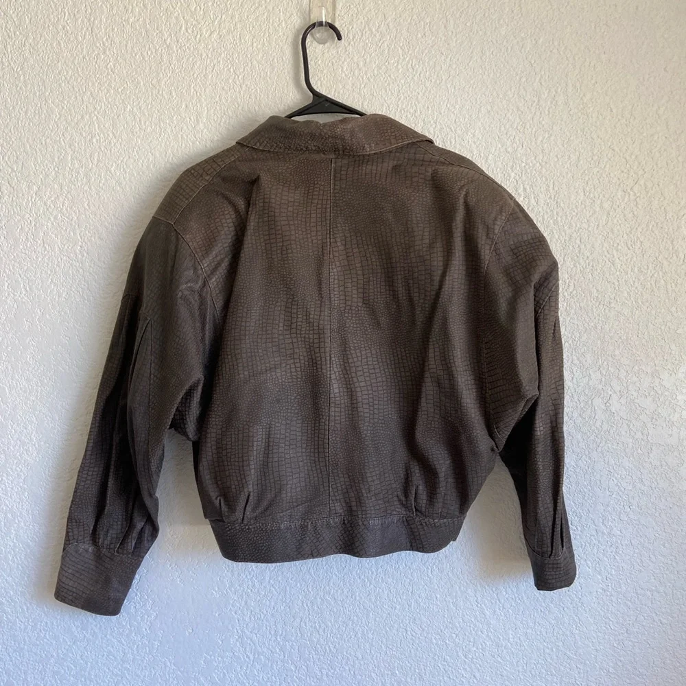 Real leather cropped jacket 1980s vintage brown with no flaws by Nebita - Picture 3 of 8